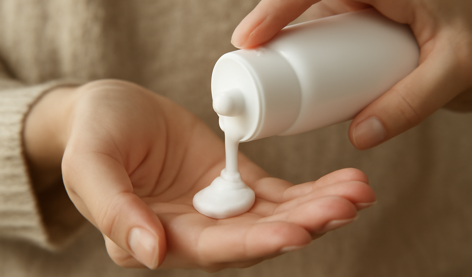 mains versant lotion dans une paume