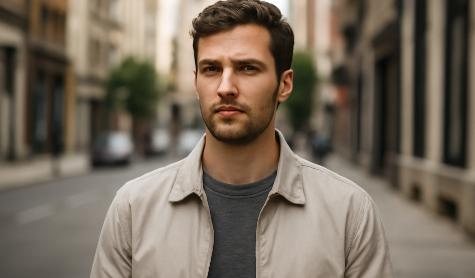 homme en veste légère en rue