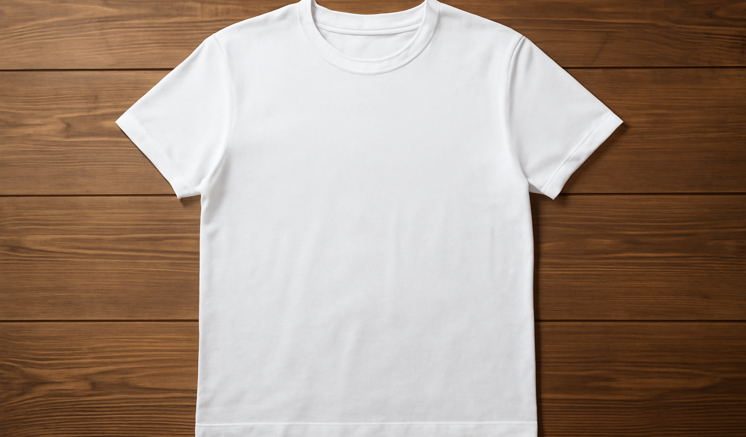 t-shirt minimal posé sur table en bois