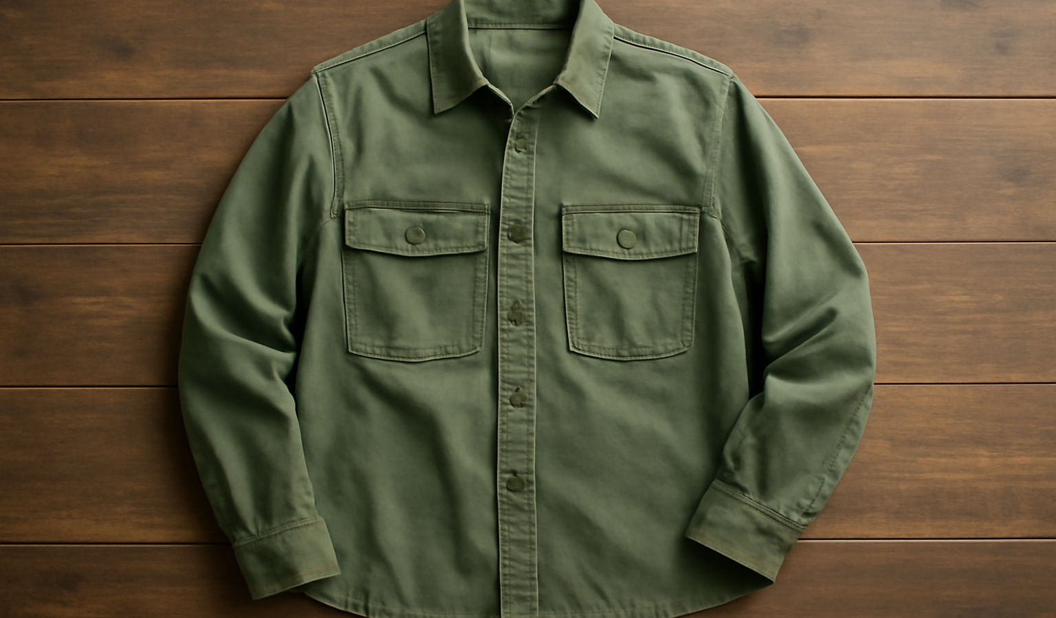 chemise utilitaire posee sur table en bois