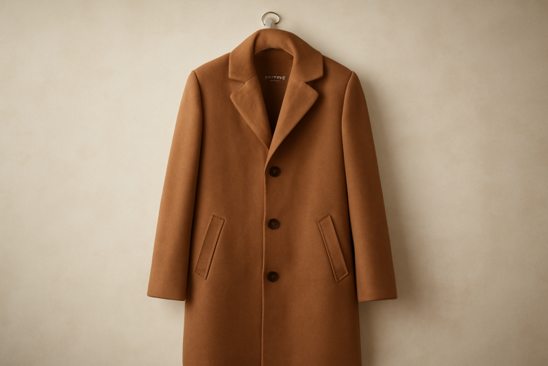 manteau élégant posé sur un cintre en bois