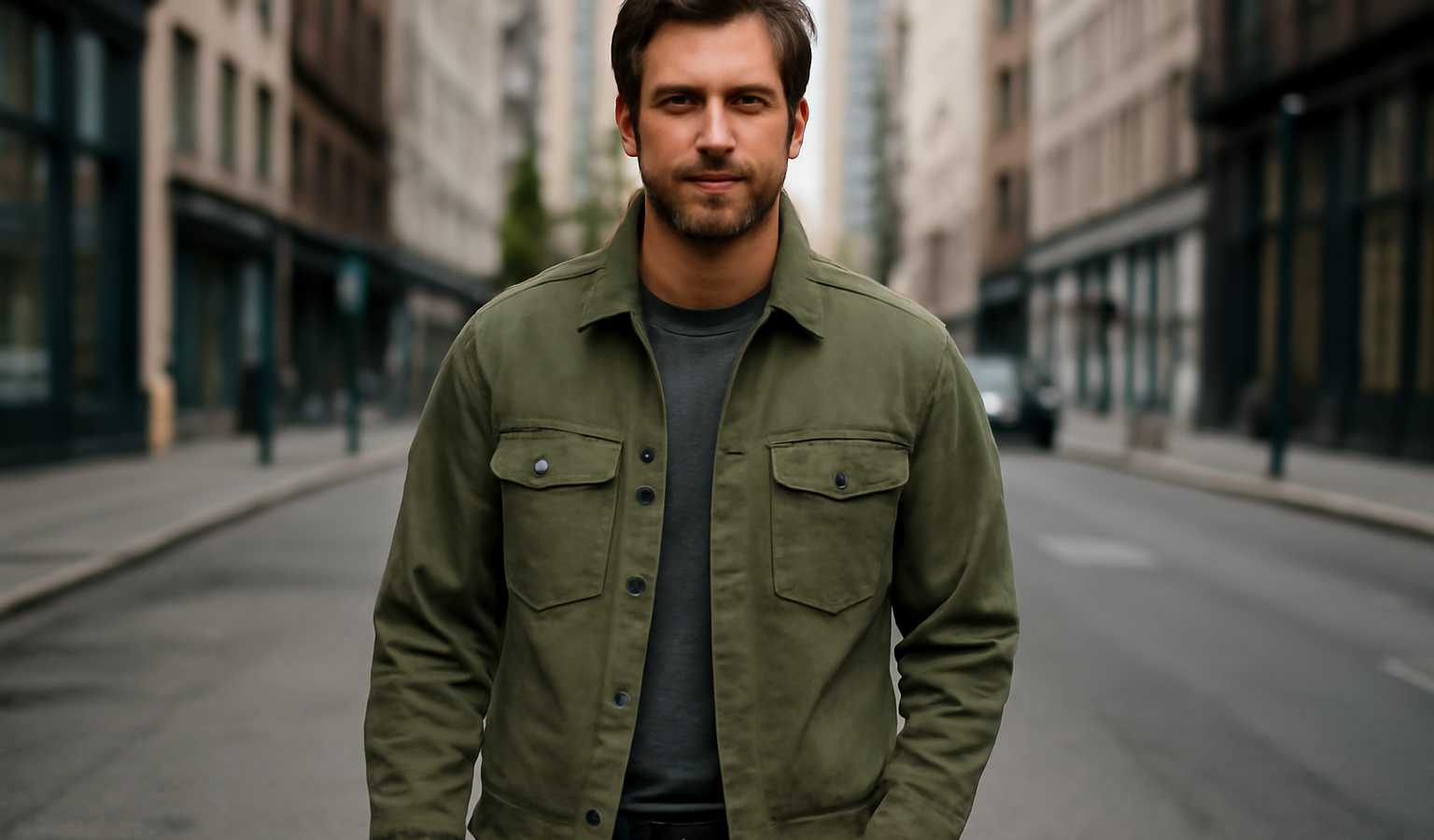 homme portant une veste utilitaire en ville