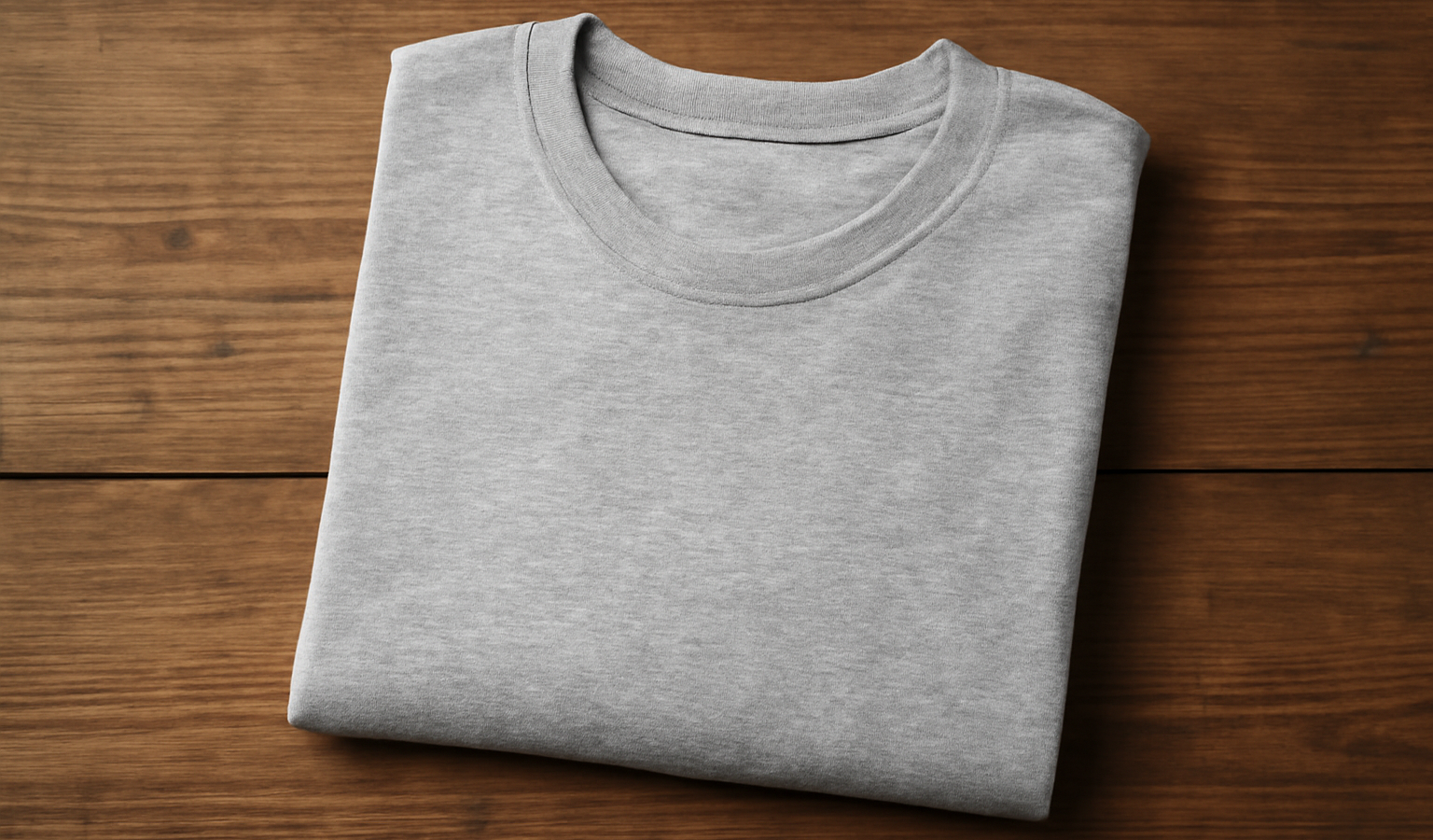 t-shirt plié sur table en bois