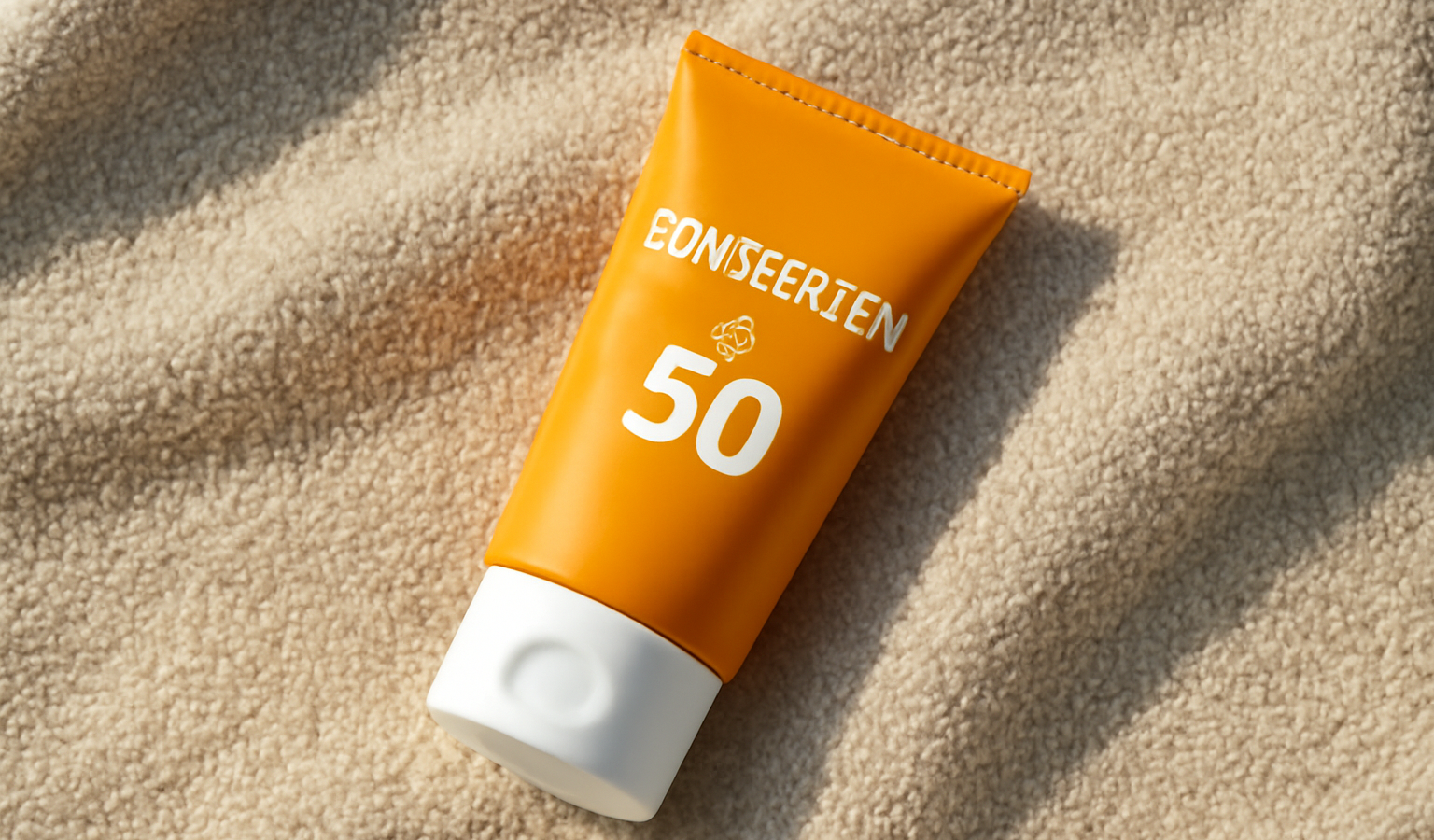 tube de protection solaire posé sur une serviette