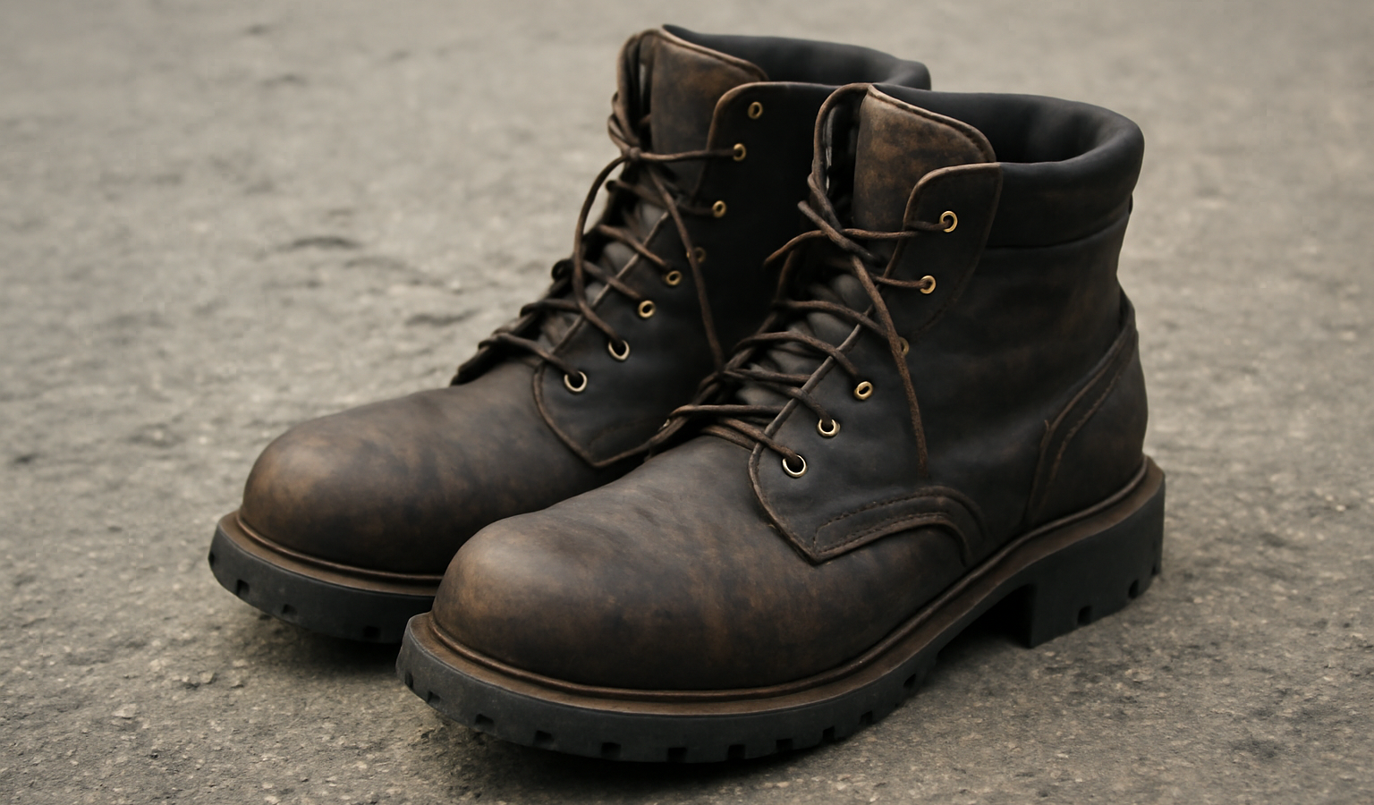 paire de bottines robustes posée sur sol urbain