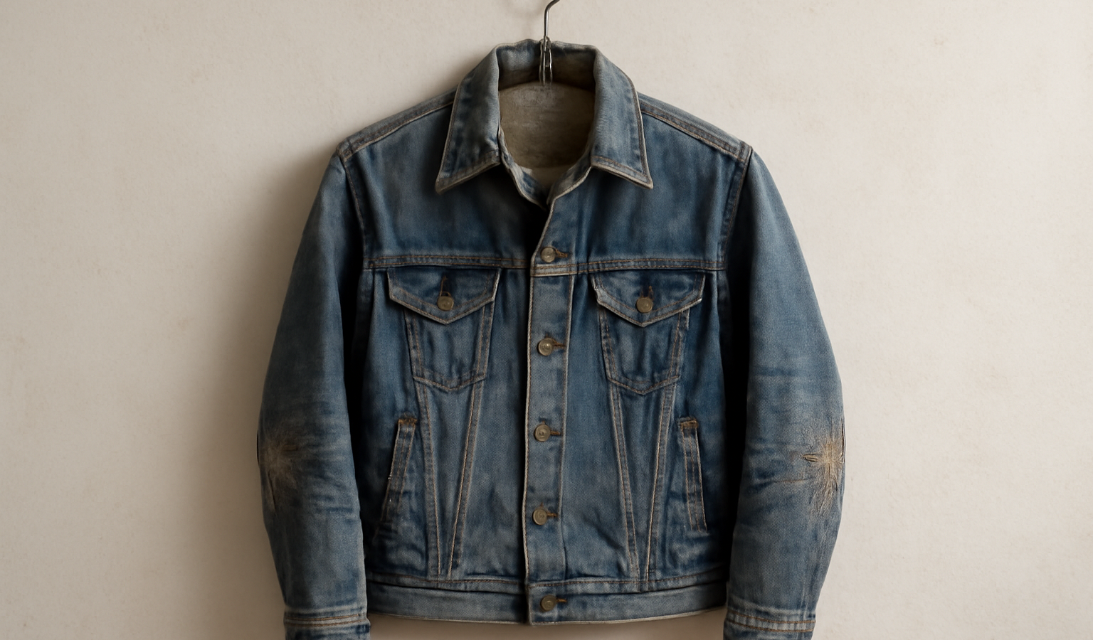 veste usée aux coudes sur cintre