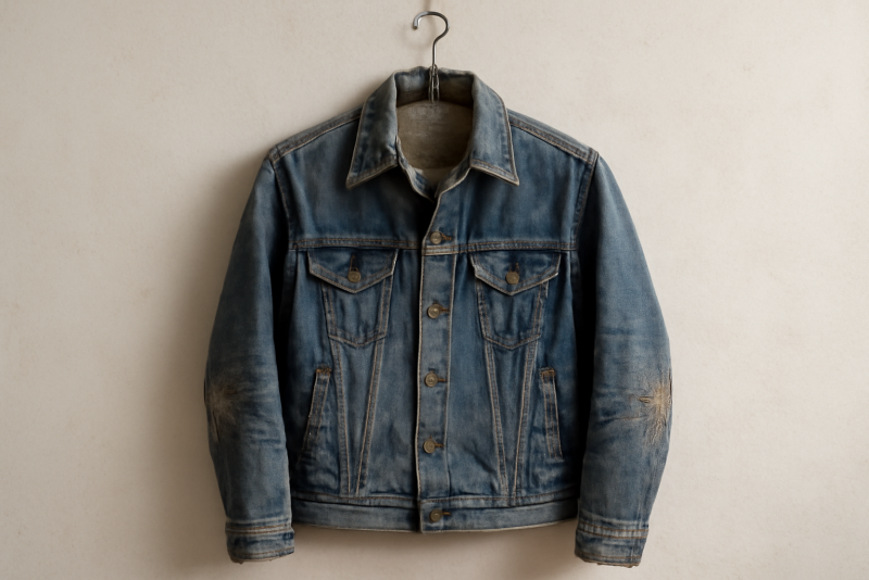 veste usée aux coudes sur cintre