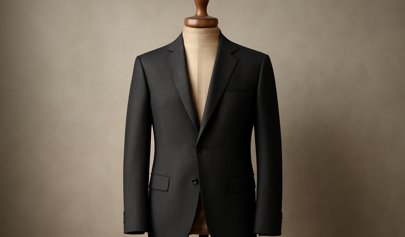 veste de costume posée sur mannequin bois