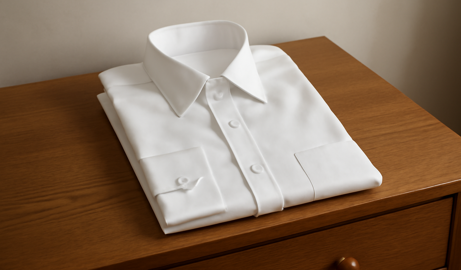 chemise repassée posée sur une commode