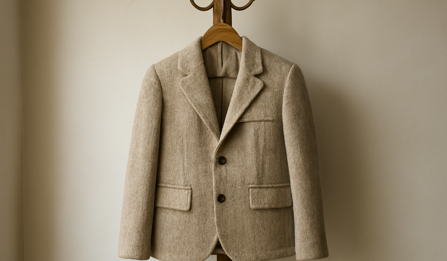 veste de createur accrochee sur un portemanteau