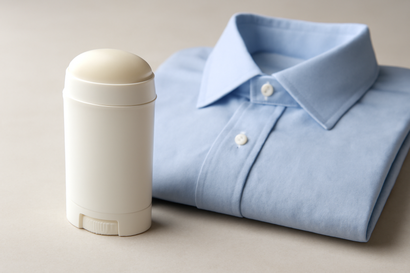 tube de deodorant pose a cote chemise