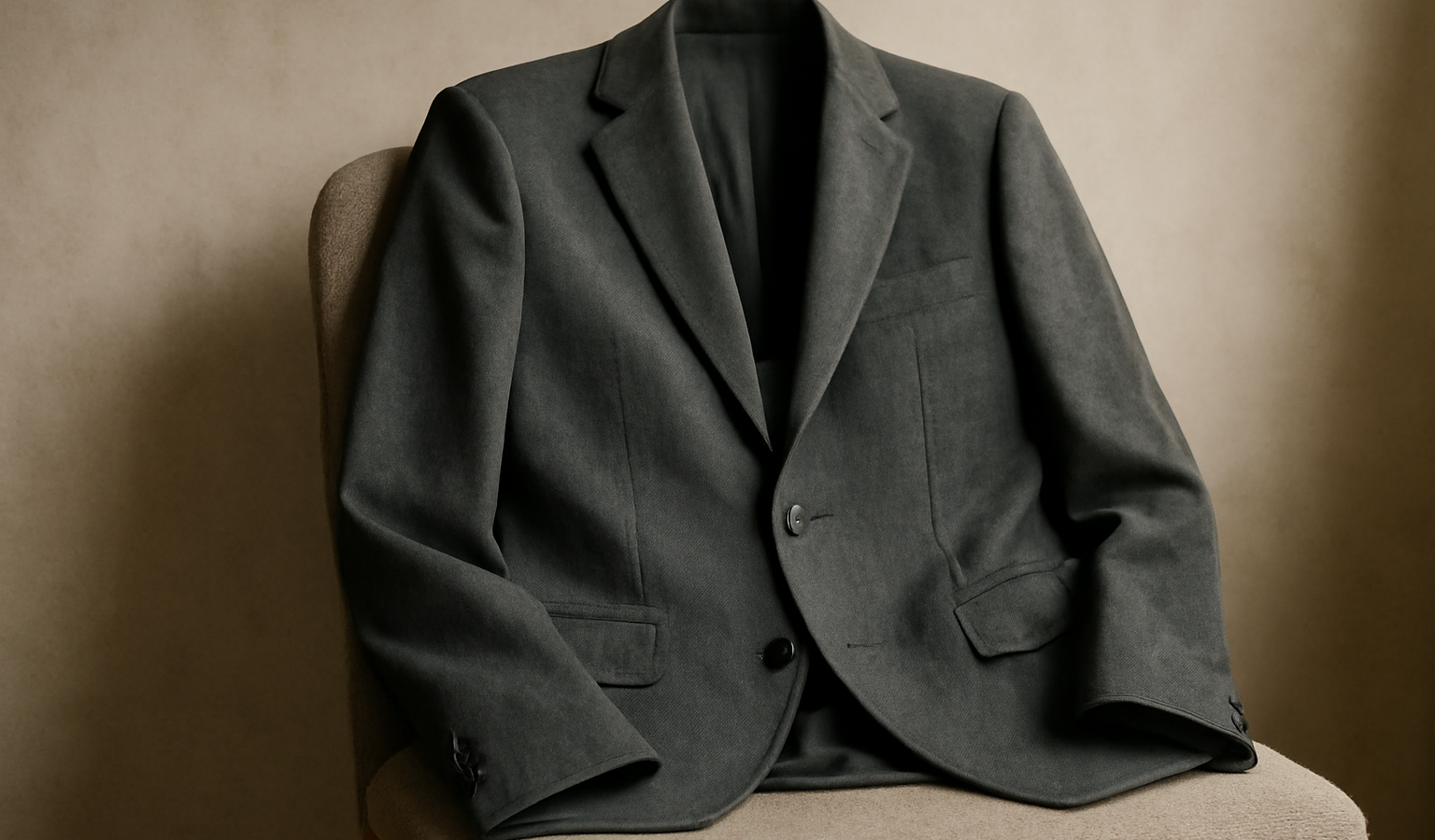 blazer pose sur chaise en tissu apparent