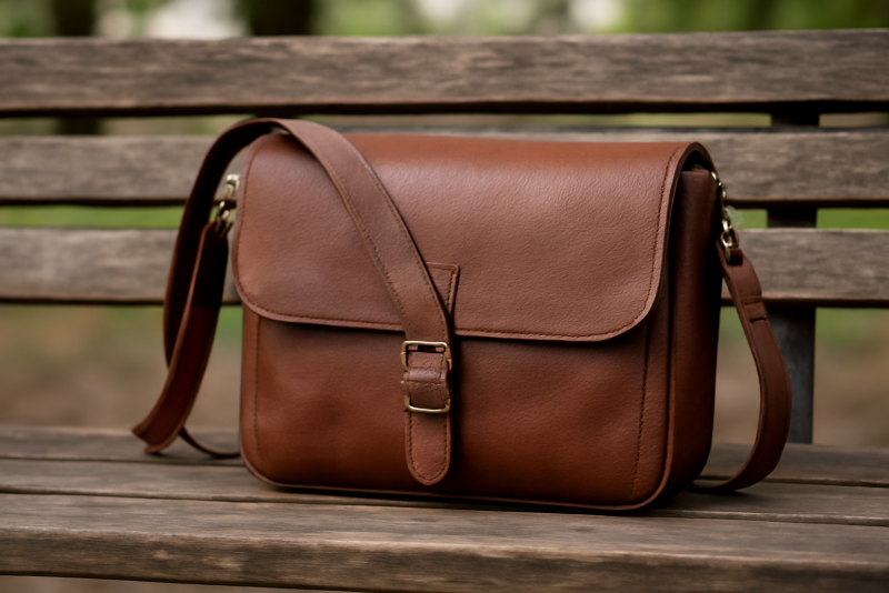 sac bandouliere pose sur banc