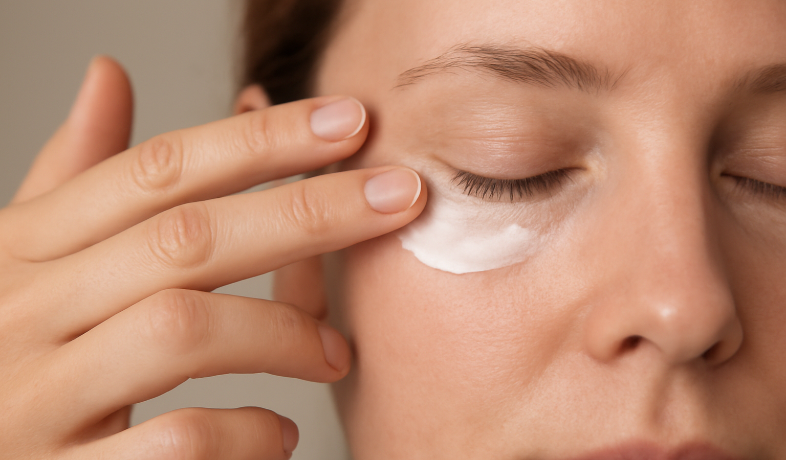 mains appliquant creme autour des yeux