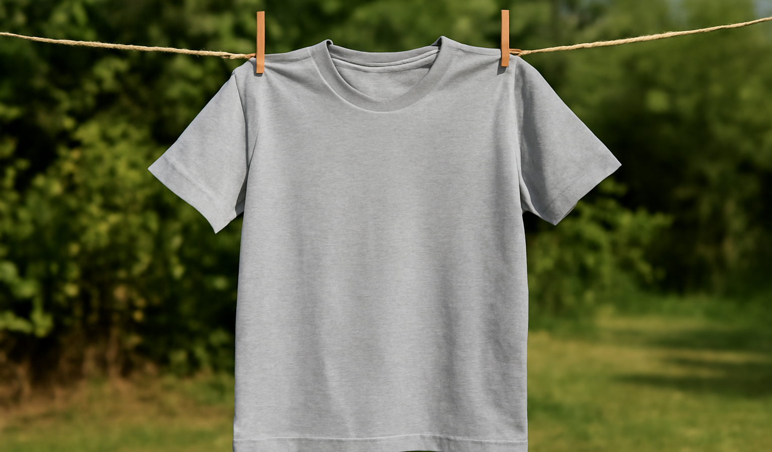 t-shirt posé sur corde à linge extérieure