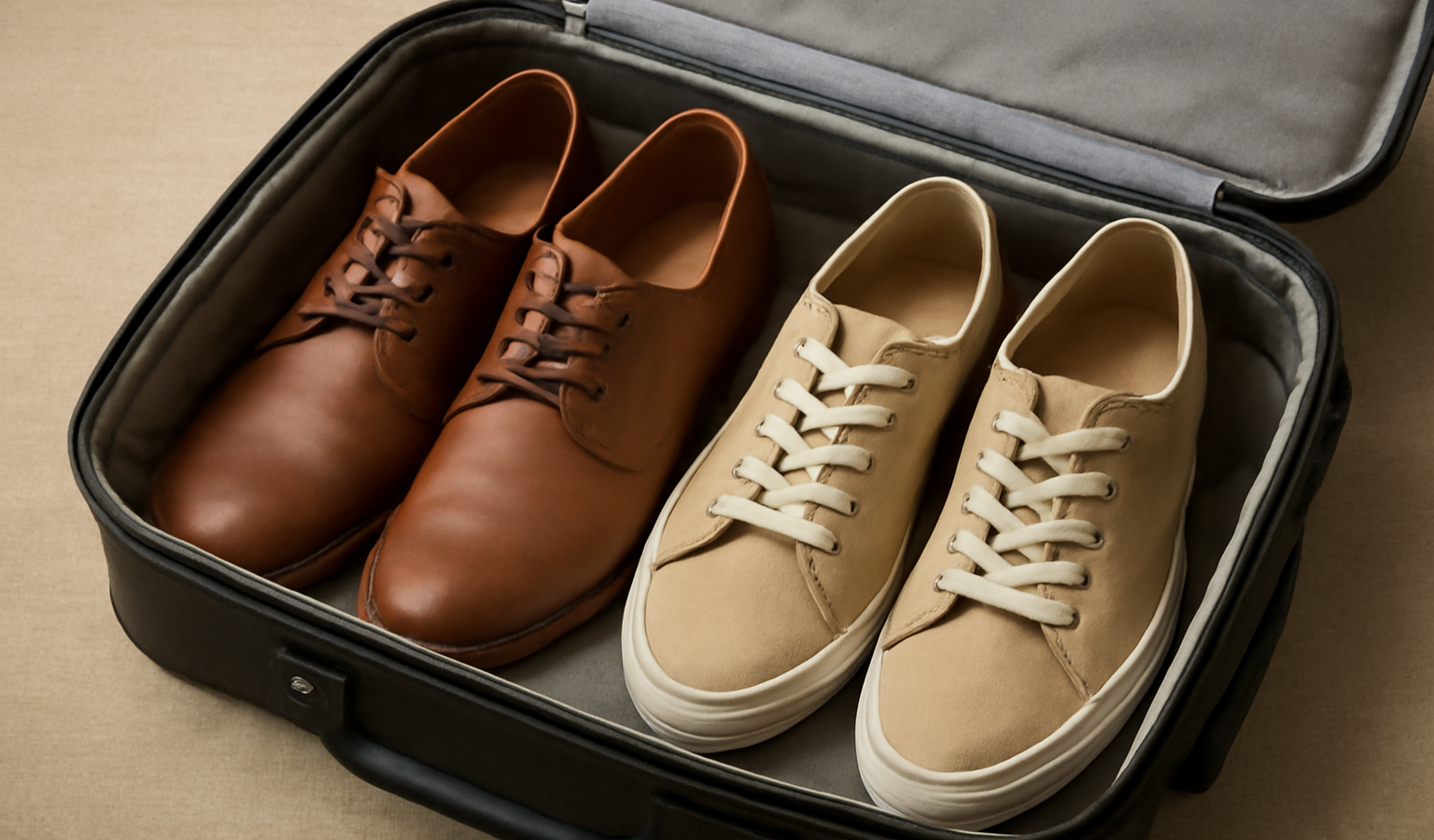 valise ouverte avec deux paires