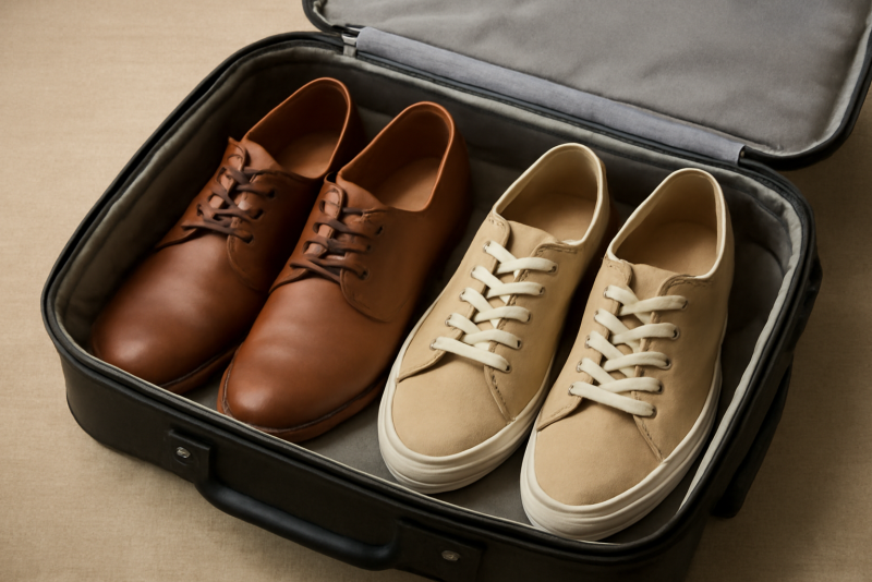 valise ouverte avec deux paires